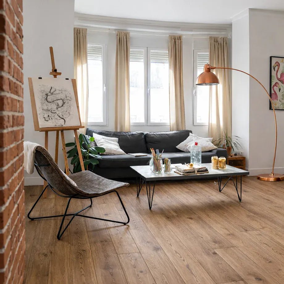 Oak flooring wideplank, oiled smoke 3-layer parquet, brushed