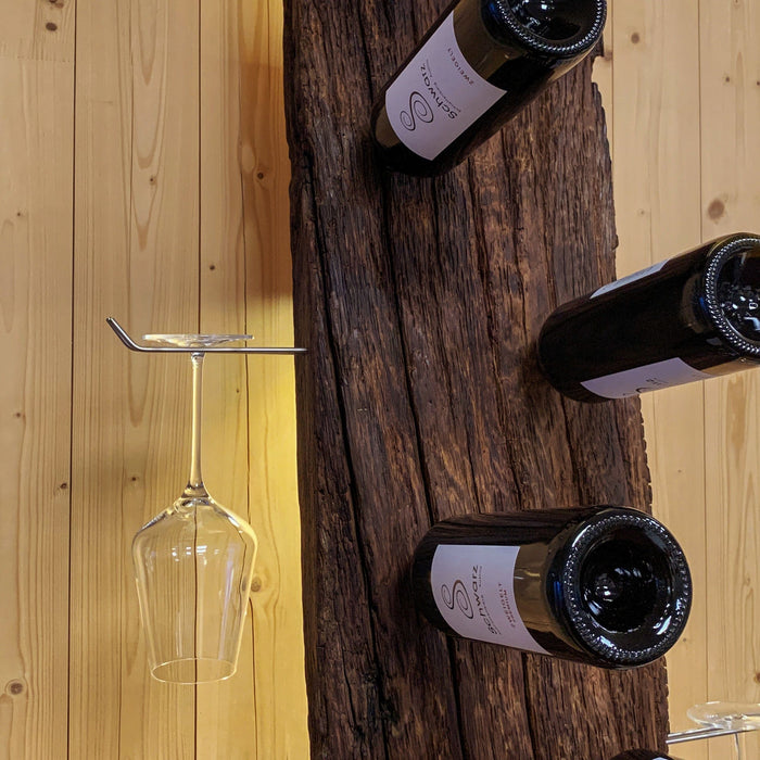 Reclaimed wood wine stand - handmade