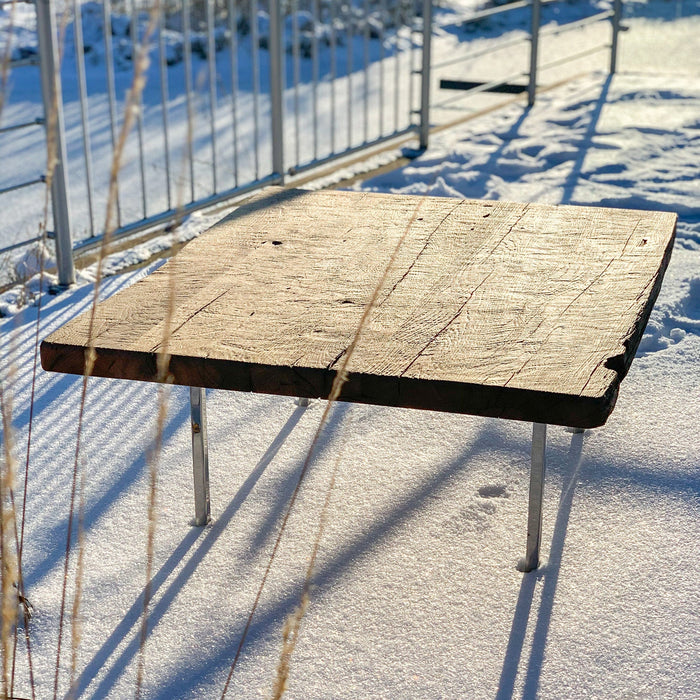 Tavolino  in antico legno di quercia di recupero ORAH - fatto a mano