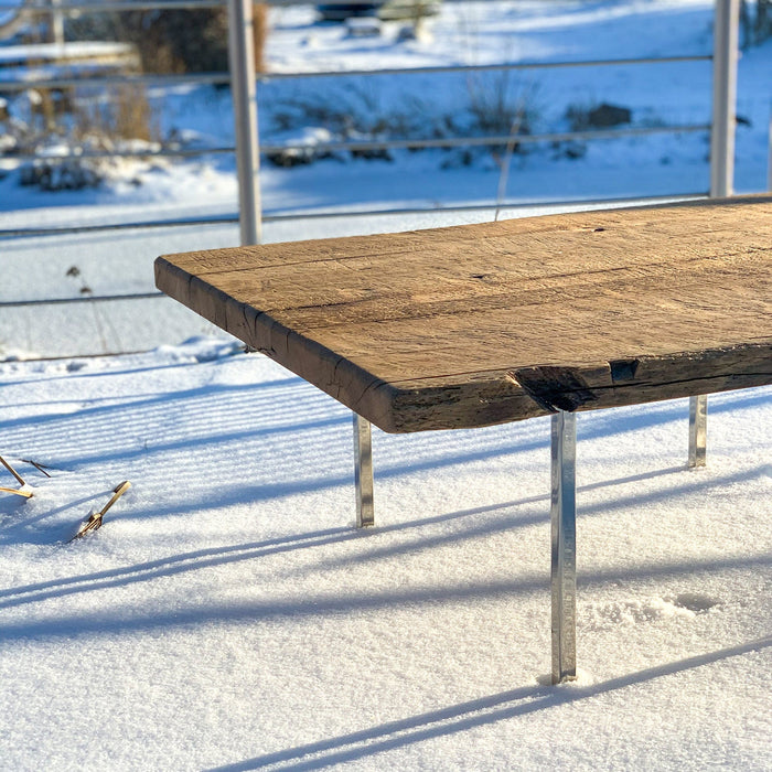 Tavolino  in antico legno di quercia di recupero ORAH - fatto a mano