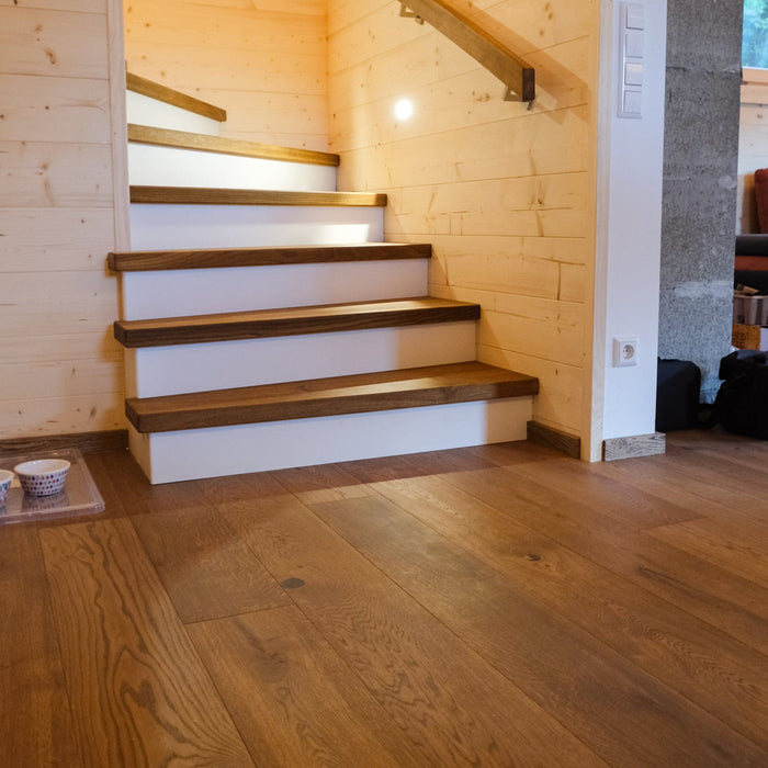 Holz Fußboden Eiche Landlord, LARGE, geölt dunkelbraun - astig