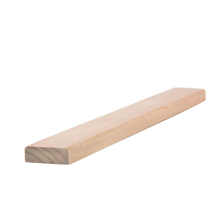 Wood larch smooth edge, chamfered cover strip 19 x 55 mm